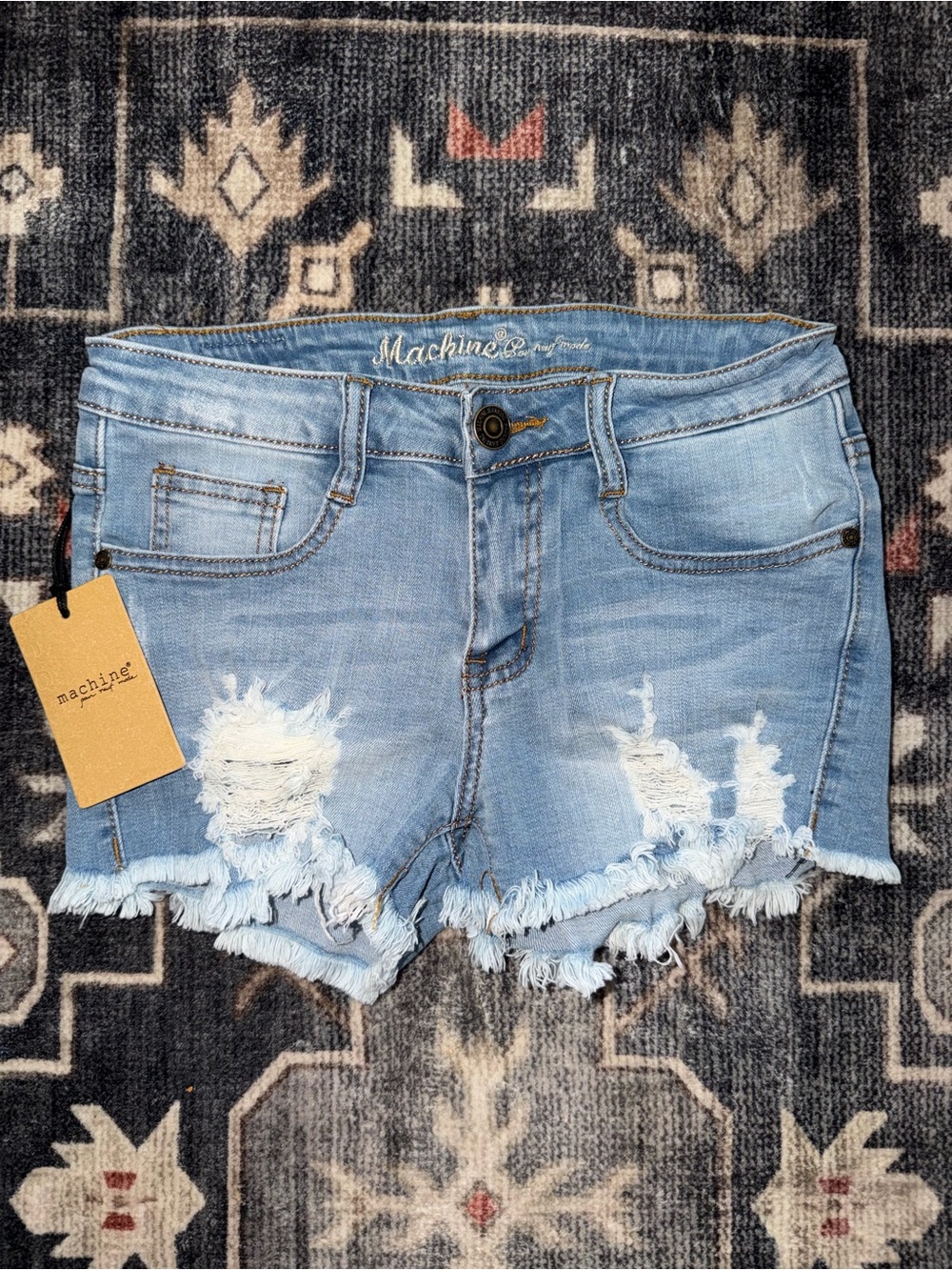 Machine Light Blue Denim Distressed Women’s Shorts